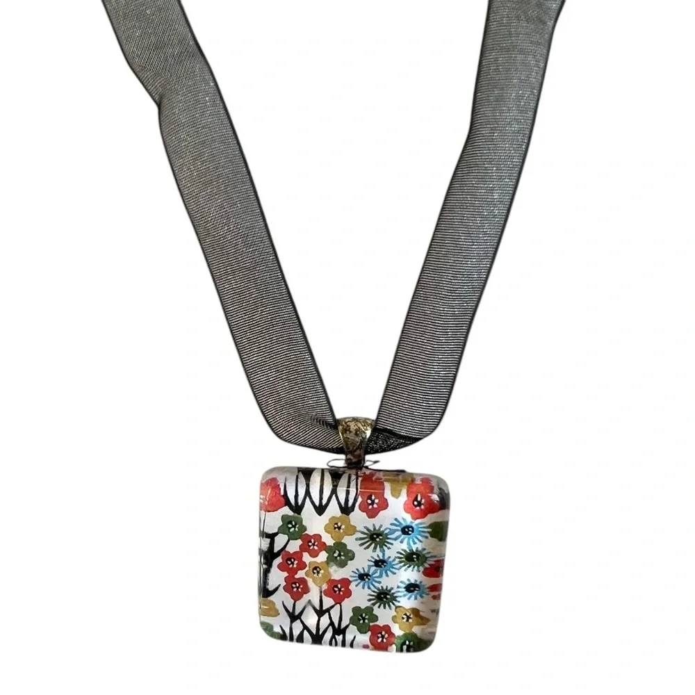 Adjustable Necklace & Pierced Earrings Set Floral Boho